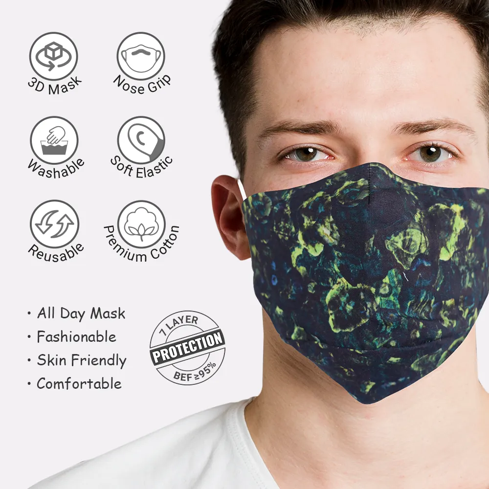 7 Layer Reversible Cotton Mask For Adults (Pack of 6)