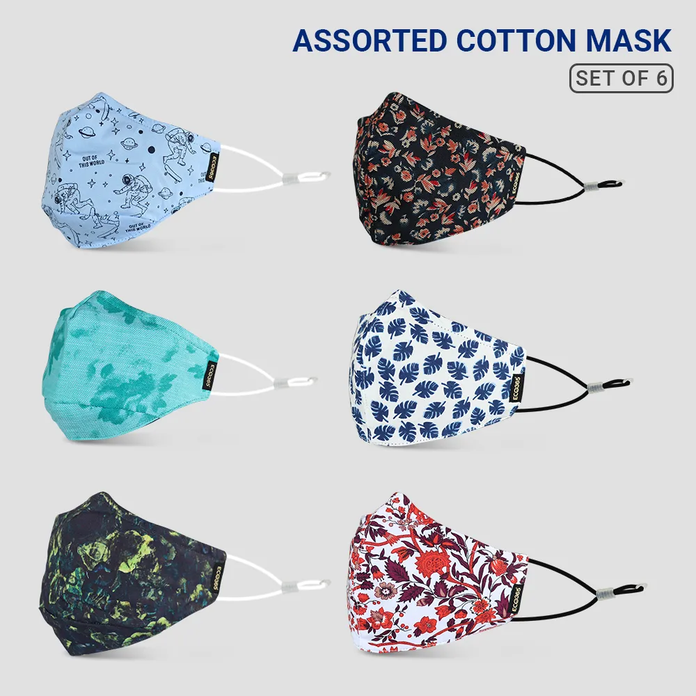 7 Layer Reversible Cotton Mask For Adults (Pack of 6)