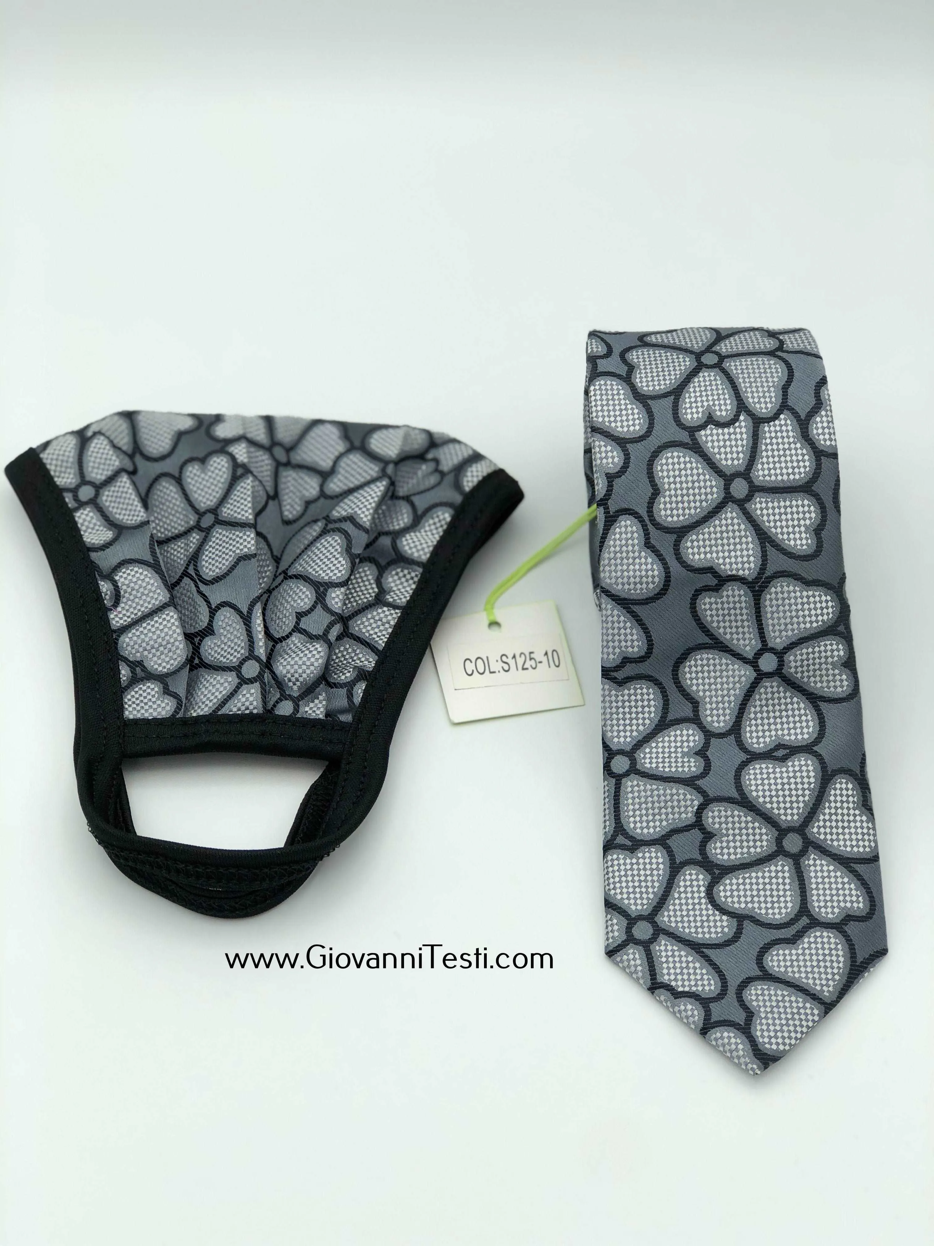 Face Mask & Tie Set S125-10, Grey