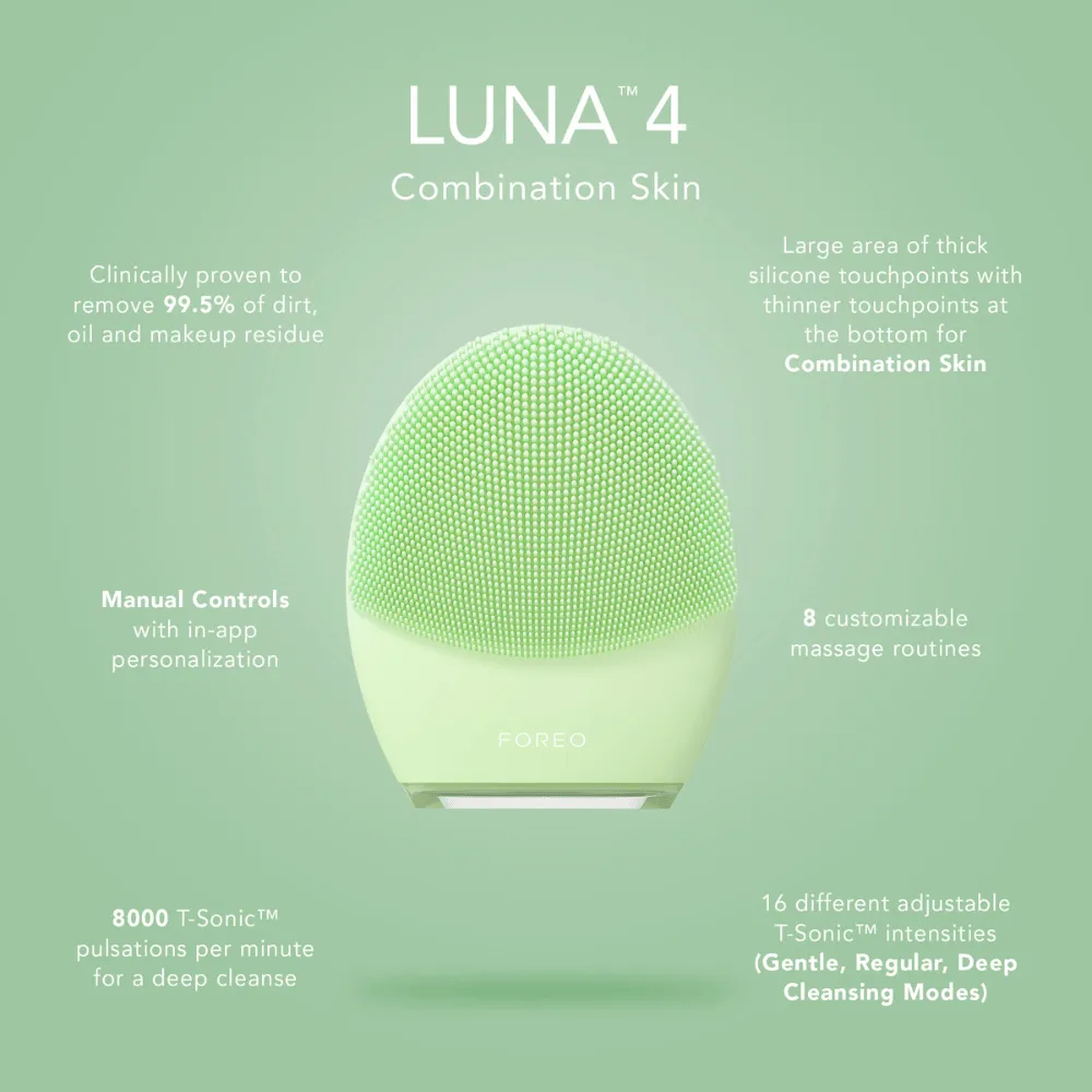 FOREO LUNA 4 Facial Cleansing & Firming Massage Device for Combination Skin