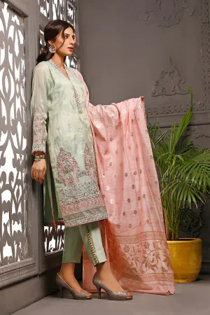 Handwork Embroidered Khaddi Net 3pc Suit | Nikhaar | S771