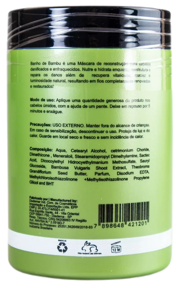 Professional Keratin Organic Bamboo Bath Hair Treatment Mask 1Kg - Natureza